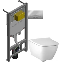 Комплект подвесной унитаз Geberit Smyle Square 500.683.00.2 + система инсталляции Jacob Delafon E29025-NF + E29027-CP