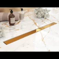 Душевой трап (лоток) Plumberia Selection Modular PSM90OR 90 см, с решеткой, 2 в 1 под плитку, золотой