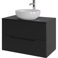 Тумба с раковиной Orange Line Li-80TubMDF+B07-420W 80,2 см, подвесная, со столешницей, черный матовый