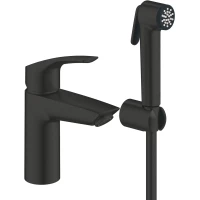 Смеситель для раковины Grohe Eurosmart 231242433 с гигиеническим душем, без донного клапана, черный матовый