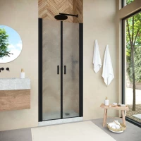 Душевая дверь Vegas Glass  E2P NOVO h2000 100 02M 02 100 см, профиль черный матовый, стекло шиншилла