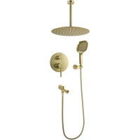 Душевой комплект Filarete Roun FL1027MG 300 мм, со смесителем, золотой матовый