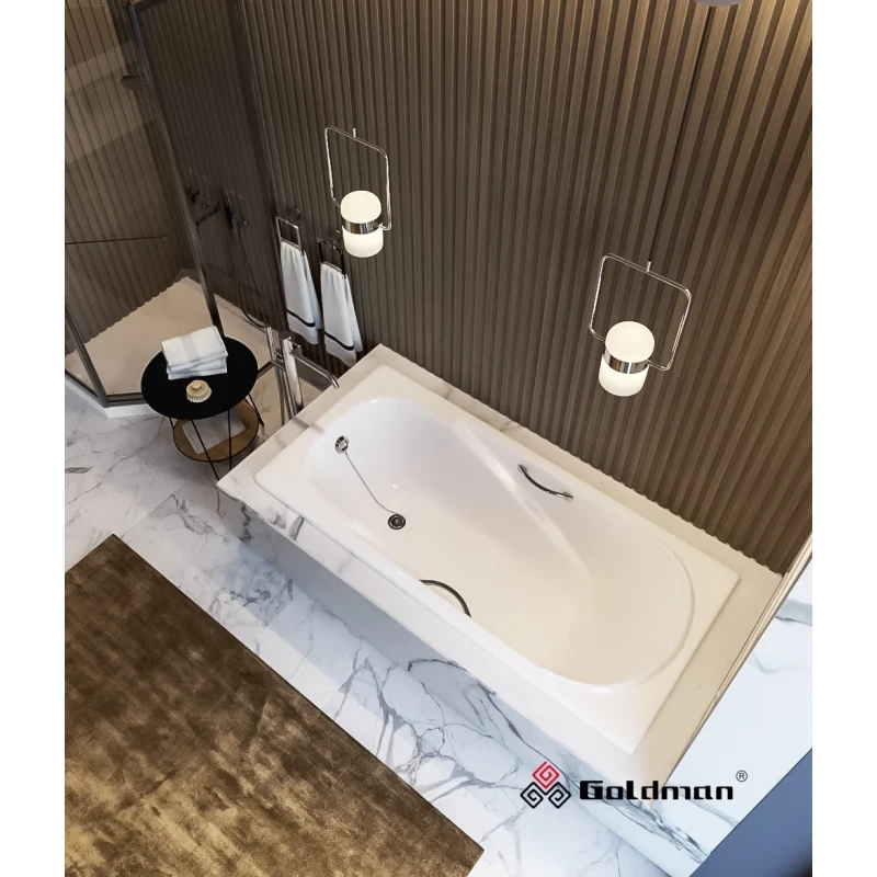Чугунная ванна 150x75 см с отверстиями для ручек Goldman Elegant EG15075H