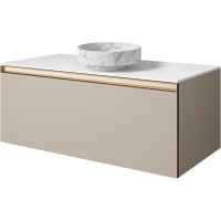 Тумба с раковиной Armadi Art Quatro Daphne 790-M1-100-D-MG + 792-100-W + 801-CLCT 101 см , подвесная, со столешницей, бежевый матовый