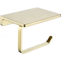 Держатель туалетной бумаги Grocenberg AC0027GO с полкой для телефона, золотой