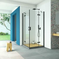 Душевой уголок Vegas Glass AFA Retta 80 02М 01 80x80 см, профиль черный матовый, стекло прозрачное