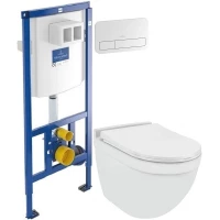 Комплект подвесной унитаз Jaquar Solo SLS-WHT-6953BIUFSM + система инсталляции Villeroy & Boch 92246100 + 92249068