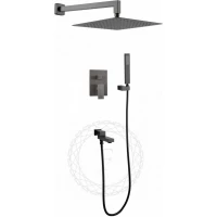 Душевой комплект Filarete Fing FL1040BG 300 мм, со смесителем, графит