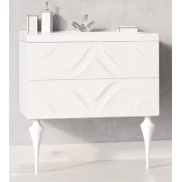Тумба с раковиной белый глянец 80 см Marka One Angel У67285