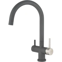 Смеситель для кухни PEZARO PZM.302-55.GRAPHITE.INOX с подключением к фильтру, нержавеющая сталь/графит