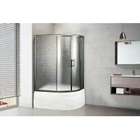 Душевой уголок с поддоном Royal Bath Practic RB8120BK-C-BL-L-Practic 120x80 см L, профиль черный матовый, стекло матовое