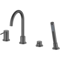 Смеситель на борт ванны Oliveeka Y OL-669017-BGM с душевым гарнитуром, оружейная сталь матовый