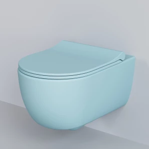 Изображение товара унитаз подвесной ambassador abner 103t20801r-102t20801s безободковый, с сиденьем микролифт, голубой матовый