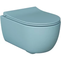 Унитаз подвесной Ambassador Abner 103T20801R-102T20801S безободковый, с сиденьем микролифт, голубой матовый