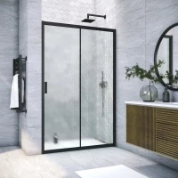 Душевая дверь Vegas Glass ZP Novo h2000 140 02M 02 140 см, профиль черный матовый, стекло шиншилла