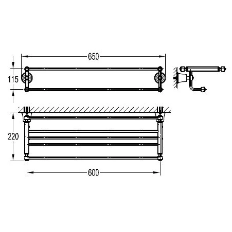 Полка для полотенец 65 см Art&Max Liberty AM-F-8980 Полка для полотенец 65 см Art&Max Liberty AM-F-8980