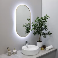 Зеркало Fixsen FX-3120G 50x120 см, с LED-подсветкой, сенсорным выключателем, диммером, золотой матовый