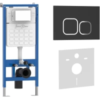 Инсталляция для унитаза Iberica Blanca Silencio Esti-Q IB001.832 с кнопкой смыва, черный матовый/хром/черный матовый