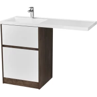 Тумба с раковиной белый глянец/дуб кантри 120 см Акватон Лондри 1A266901LHDY0 + 1A274801LH010 + 1A72843KLH01L