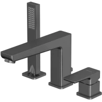 Смеситель на борт ванны Whitecross X X1432GM с душевым гарнитуром, оружейная сталь