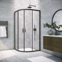 Душевой уголок Vegas Glass ZS Novo h2000 90 02M 02 90x90 см, профиль черный матовый, стекло шиншилла