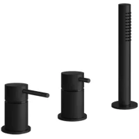 Смеситель на борт ванны Gessi Gessi316 54043#299 с душевым гарнитуром, черный матовый