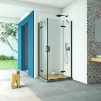 Душевой уголок Vegas Glass AFA-F Retta 90*80 02M 02 R 90x80 см R, профиль черный матовый, стекло шиншилла