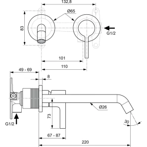 Изображение товара смеситель для раковины без донного клапана ideal standard joy a7378a2