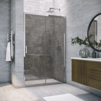 Душевая дверь Vegas Glass ZP TUR Novo 145 08 07 145 см, профиль хром, стекло графитовое