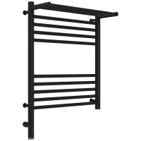 Полотенцесушитель электрический 600x500 черный матовый МЭМ левый Сунержа Богема с полкой 3.0 31-5806-6050
