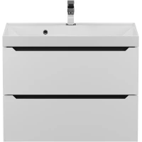 Тумба с раковиной Uperwood Tanos 29111020230 70 см, подвесная, белый матовый/графит матовый