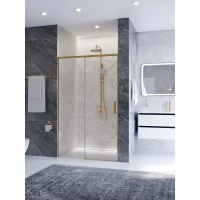 Душевая дверь Cezares Plane PLANE-BF-1-140-C-BORO 140 см, профиль золотой матовый, стекло прозрачное