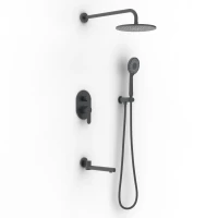 Душевой комплект Berges Nardis 3R 071014 230 мм, со смесителем, черный матовый