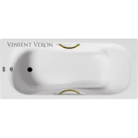 Ванна чугунная Vinsent Veron Aura VAU1507542H/VH0015GD 150x75 см, с ручками, белый