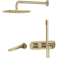 Душевой комплект Feramolli Dante OSD3F 300 мм, с термостатом, золотой матовый