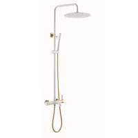 Душевая система Boheme Uno 468-WG 295 мм, со смесителем, белый глянец/золотой