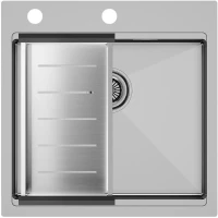 Кухонная мойка Paulmark Kroner-Pro PM705151-BS+A405-BS 51x51 см, нержавеющая сталь