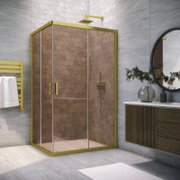 Душевой уголок Vegas Glass ZA-F NOVO h2000 90*85 03 05 90x85 см, профиль золотой матовый, стекло бронза
