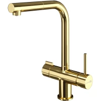 Смеситель для кухни WasserKRAFT A8977 с подключением к фильтру, выдвижным изливом, золотой