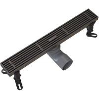 Душевой трап (лоток) Knotlor Storm SDRW0400LGM 40 см, с решеткой, перфорированный, вороненая сталь