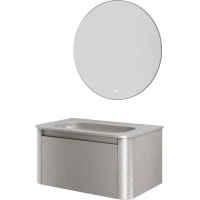 Комплект мебели Armadi Art Voi Stonefinish Stonegrey 782-080-SF-SG + 786-080-SF-SG без отв. + 545-80-CR 82 см, подвесной, светло-серый камень матовый