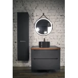 Комплект мебели серый матовый 80 см со столешницей бук темный, раковина черный глянец Jorno Wood Wood.01.80/P/GR + Wood.06.80/DW + 0025403 + Wood.02.50/TK