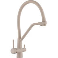 Смеситель для кухни Fmark FS0662-S с подключением к фильтру, гибким изливом, песочный