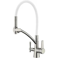 Смеситель для кухни Zorg ZR 338-8 YF SATIN с подключением к фильтру, гибким изливом, сатин