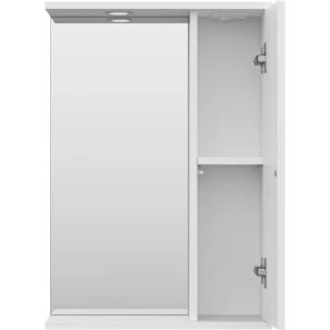 Изображение товара зеркальный шкаф misty лира п-лир04050-013п 50x72 см r, с подсветкой, выключателем, белый глянец/белый матовый