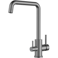 Смеситель для кухни Voda FW519GM с подключением к фильтру, оружейная сталь матовый