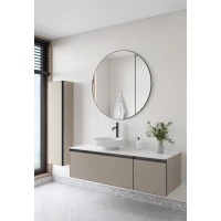 Комплект мебели Armadi Art Quatro Daphne 790-M2-140-D-A-LED + 792-140-W + 801-R-MW + 545-100-GM 141 см L, подвесной, со столешницей, подсветкой, бежевый матовый