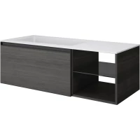Тумба с раковиной Armadi Art Quatro Oak Antracite 790-M6-120-OA-A + 793-120-W-A 121 см L, подвесная, темный дуб