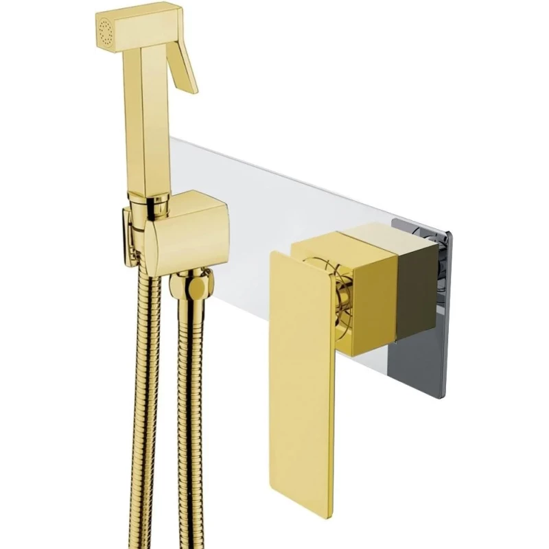 Гигиенический душ Boheme Q 147-CRG.2 со смесителем, хром/золотой