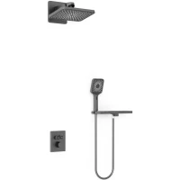 Душевой комплект Vincea Inspire VSFW-3I21MT4RGM 320x200 мм, с термостатом, вороненая сталь